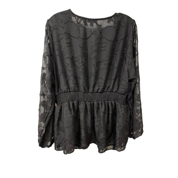 Torrid Peplum Chiffon Clip Floral Blouson Sleeve Top Women’s Plus Size 2 18-20 - Picture 6 of 7